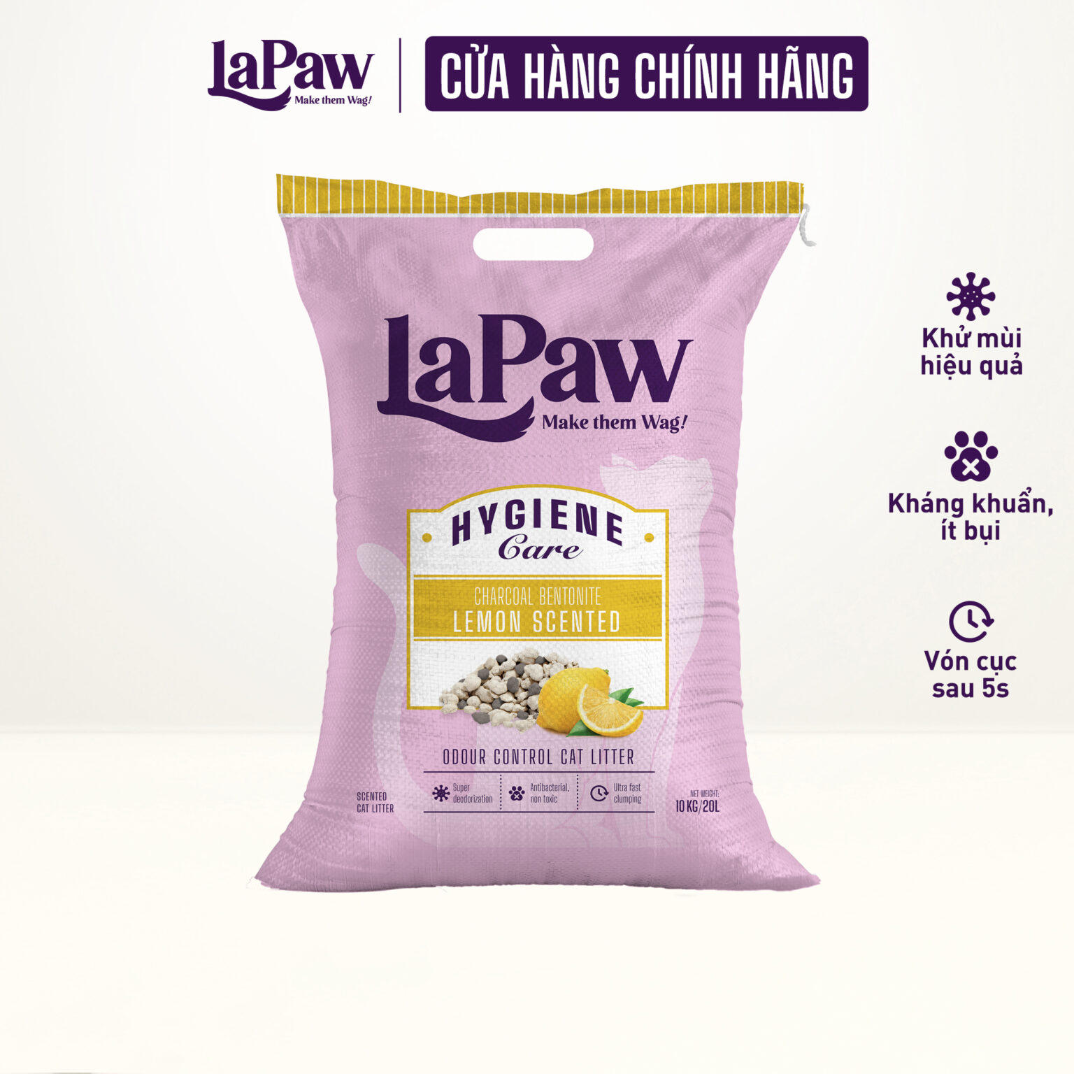 Hình ảnh cát vệ sinh cho mèo Lapaw than hoạt tính chanh 10kg