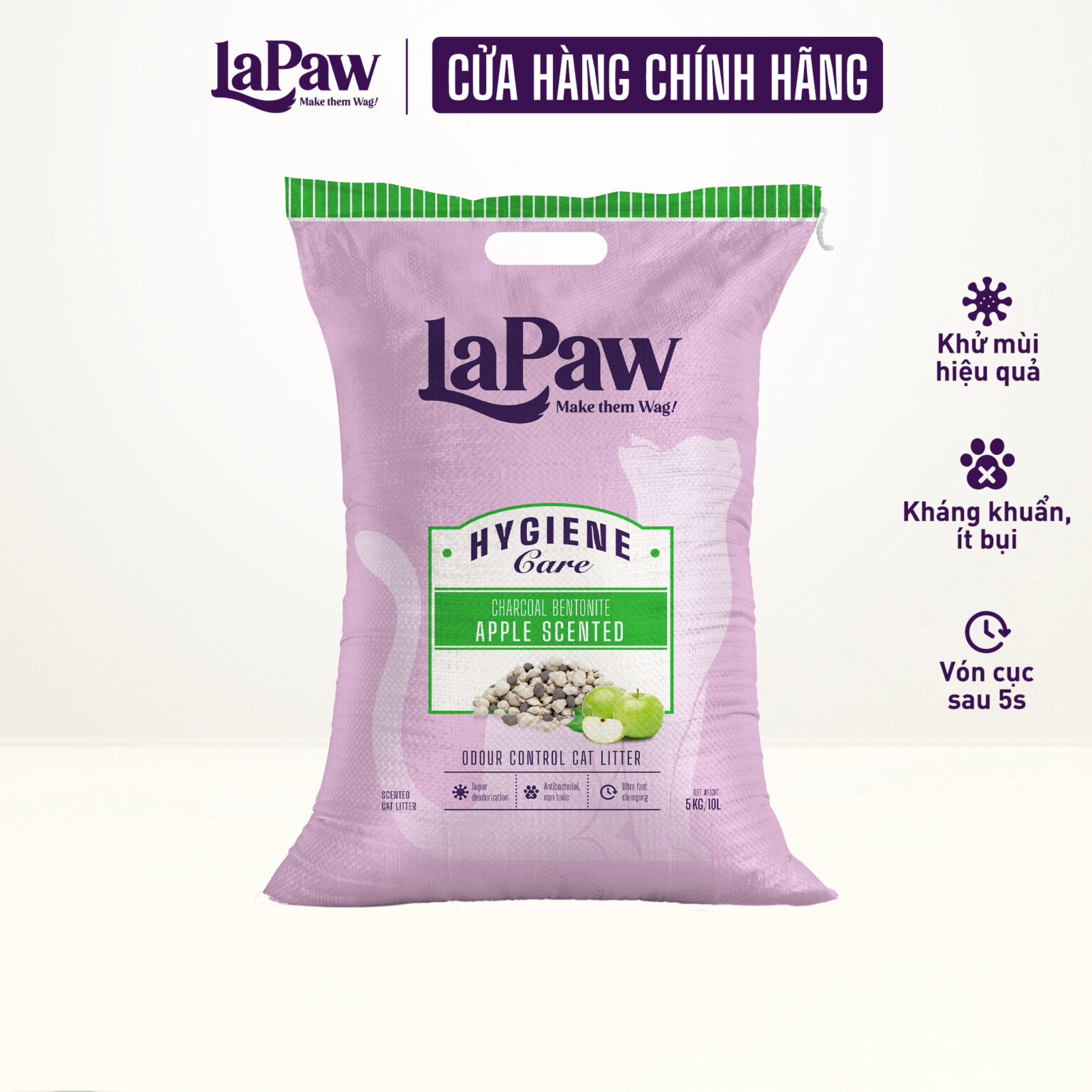 Hình ảnh cát vệ sinh cho mèo Lapaw than hoạt tính táo 5kg