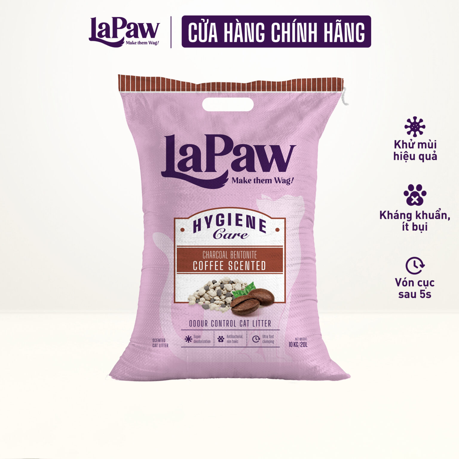Hình ảnh cát vệ sinh cho mèo Lapaw than hoạt tính cà phê 10kg