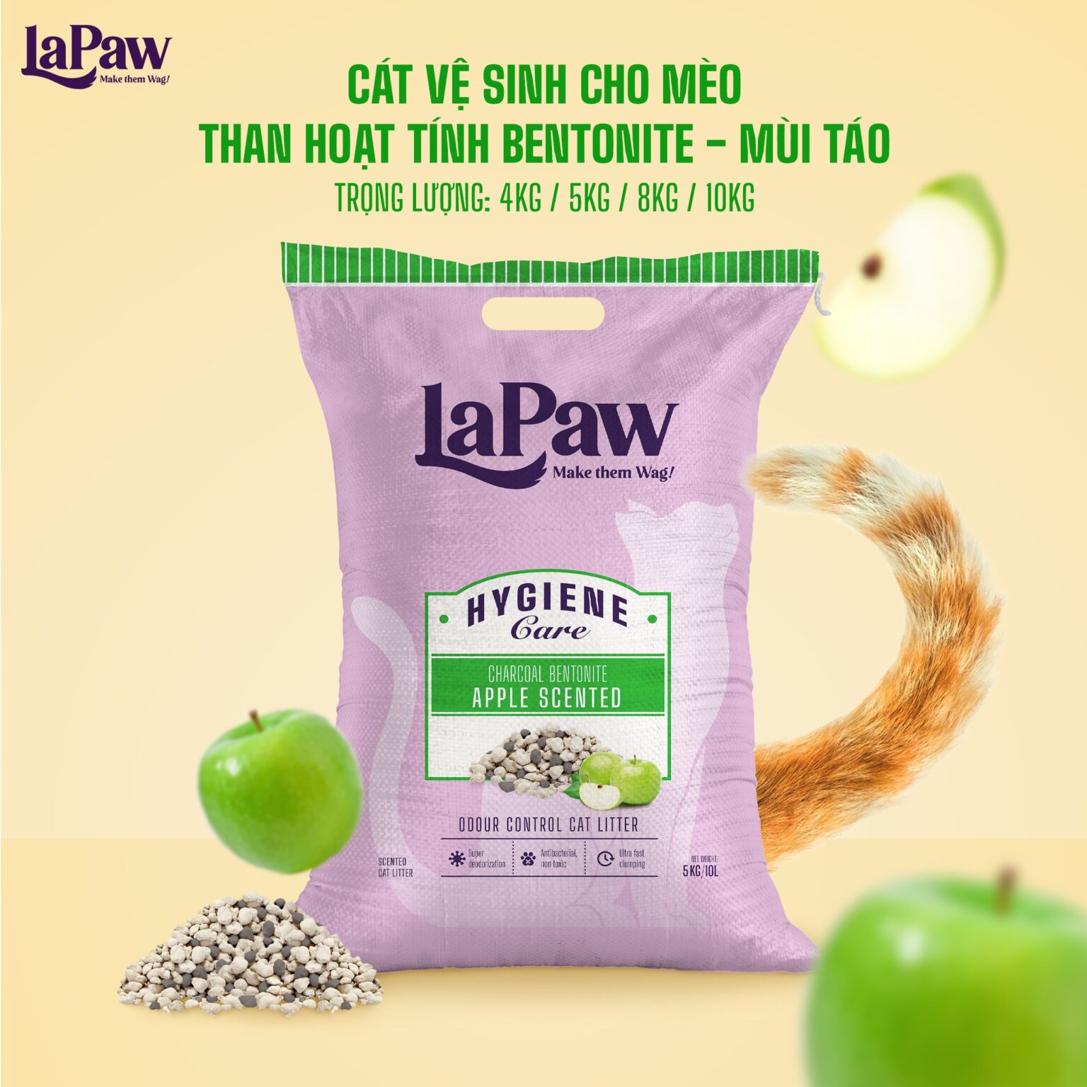 Hình ảnh cát vệ sinh mèo laPaw than hoạt tính táo
