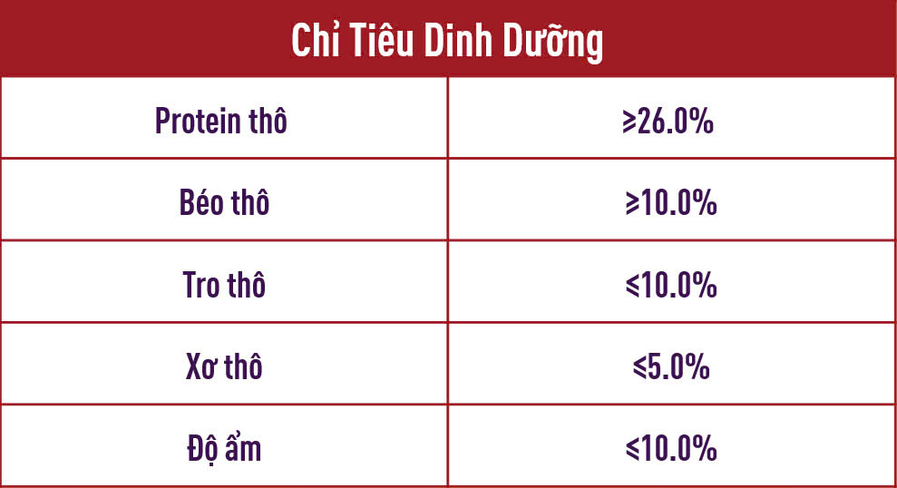 Chỉ tiêu dinh dưỡng chó trưởng thanh
