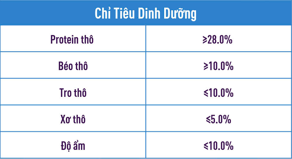 Chỉ tiêu dinh dưỡng mèo trưởng thanh